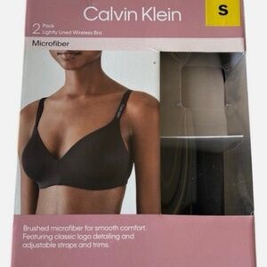 Calvin Klein Lightly Lined Wireless Bra 2-Pack Microfiber Comfort Soft Qik Ship